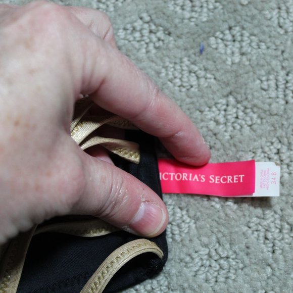 Victoria Secrets Size 34B Gold and Silver Beaded Black Bikini Top - LIKE NEW - Picture 4 of 4